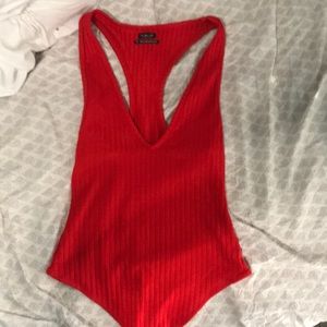 Red uo body suit